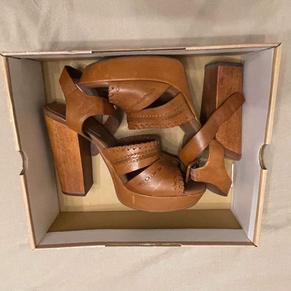 Kork-Ease Payton High Heel Platform Sandals Leather Cushioned Sole Size 10 EUC - Picture 4 of 9